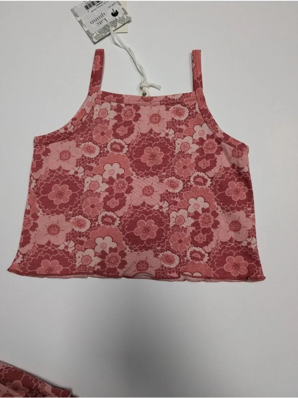 Kate Quinn Organic Cotton Pink Mid-Century Floral Tank Top Jade Set 3T Modburst